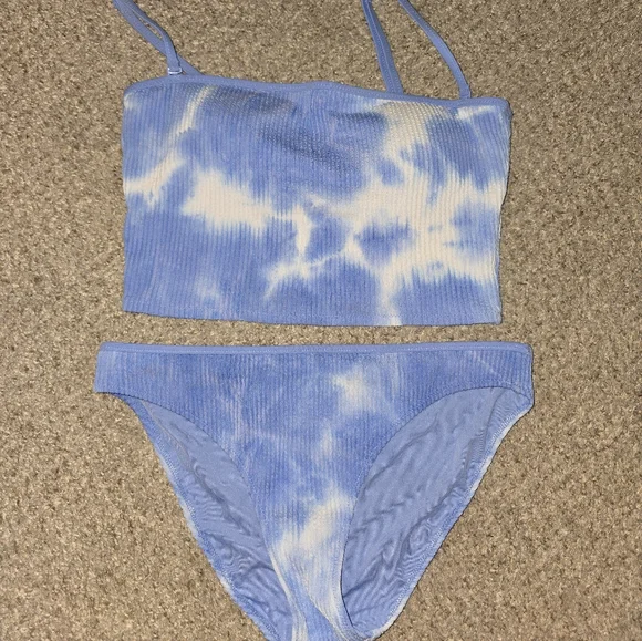 Aerie Light Blue Bandeau Bikini Swimsuit Size Medium - Picture 5 of 5